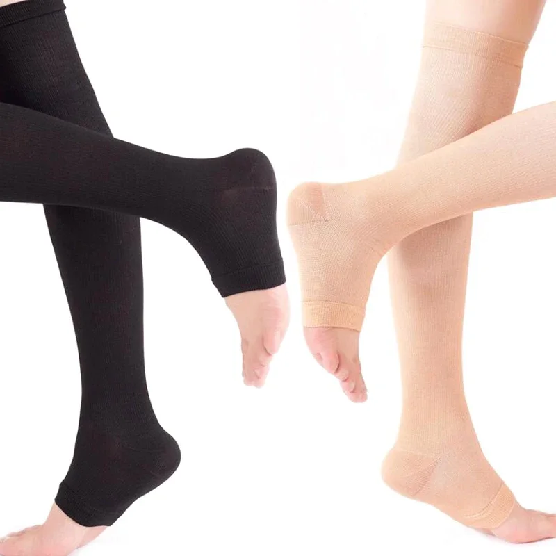 Compression Sleeve Calf - 1組のつま先から膝までの圧迫ソックス、弾性ふくらはぎサポートストッキング、静脈瘤用、循環促進、医療用圧迫ウェア