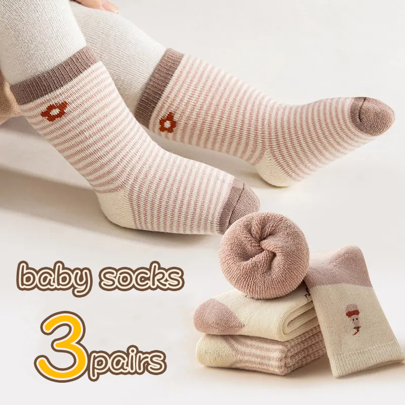 5 ペア冬ベビーぬいぐるみ靴下ファッションストライプ新生児ミ - Thermal Sock Winter のレビューと価格