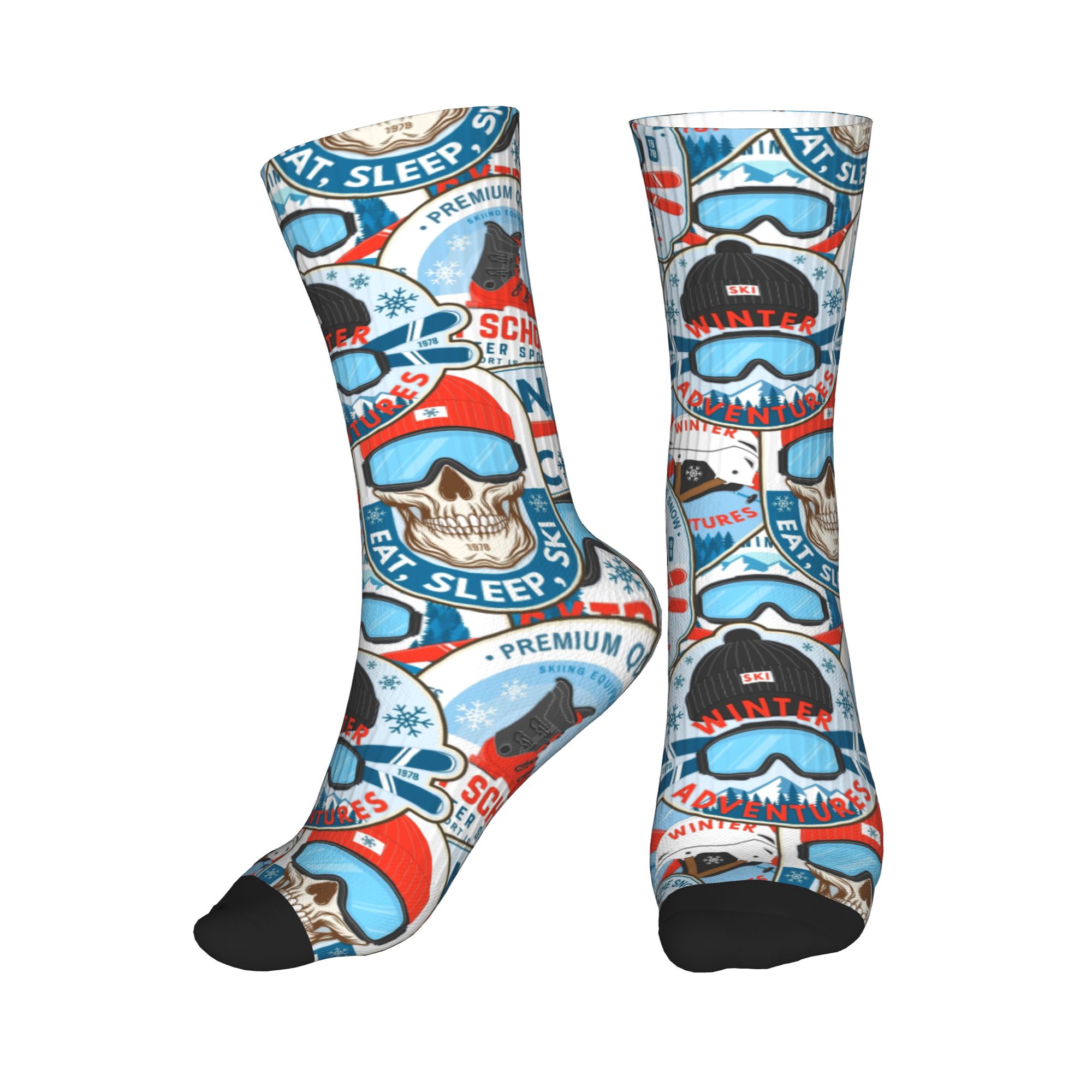 ヴィンテージレッドブルースキークラブシームレスプリントドレス - Dress Sock Men のレビューと価格