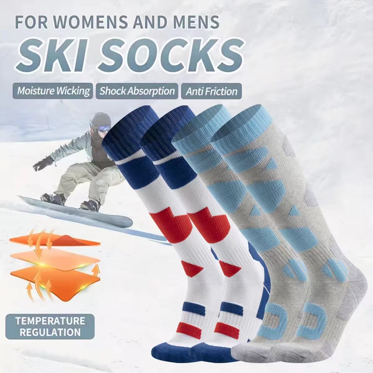 保温性のある冬用スキーソックス 厚手のコットン製 男女兼用  - Thermal Sock Winter のレビューと価格