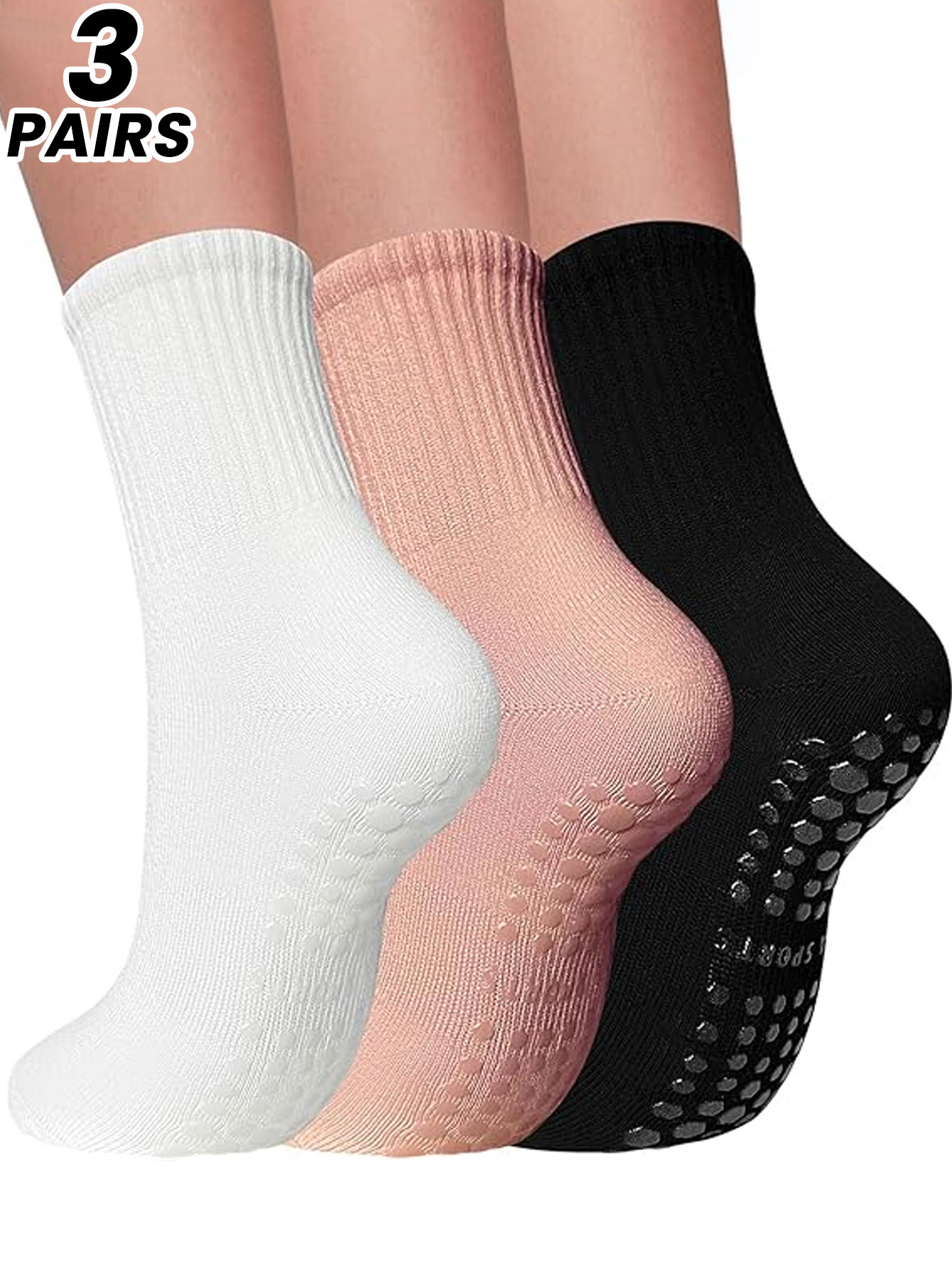 女性用プロフェッショナルヨガソックス3足組、屋内大人用スポー - Grip Sock Yoga のレビューと価格