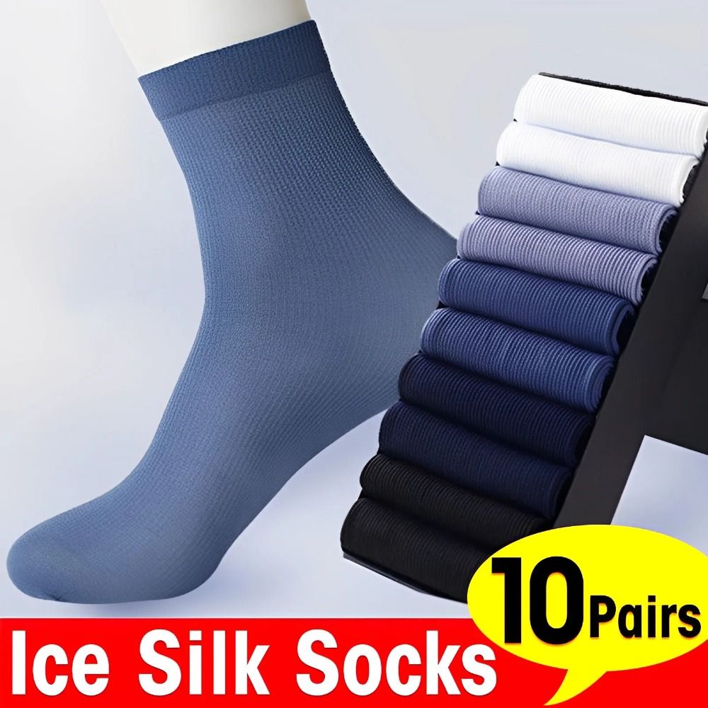 10足組カジュアル通気性メンズアイスシルクソックス、柔らかく - Silk Sock Bamboo のレビューと価格